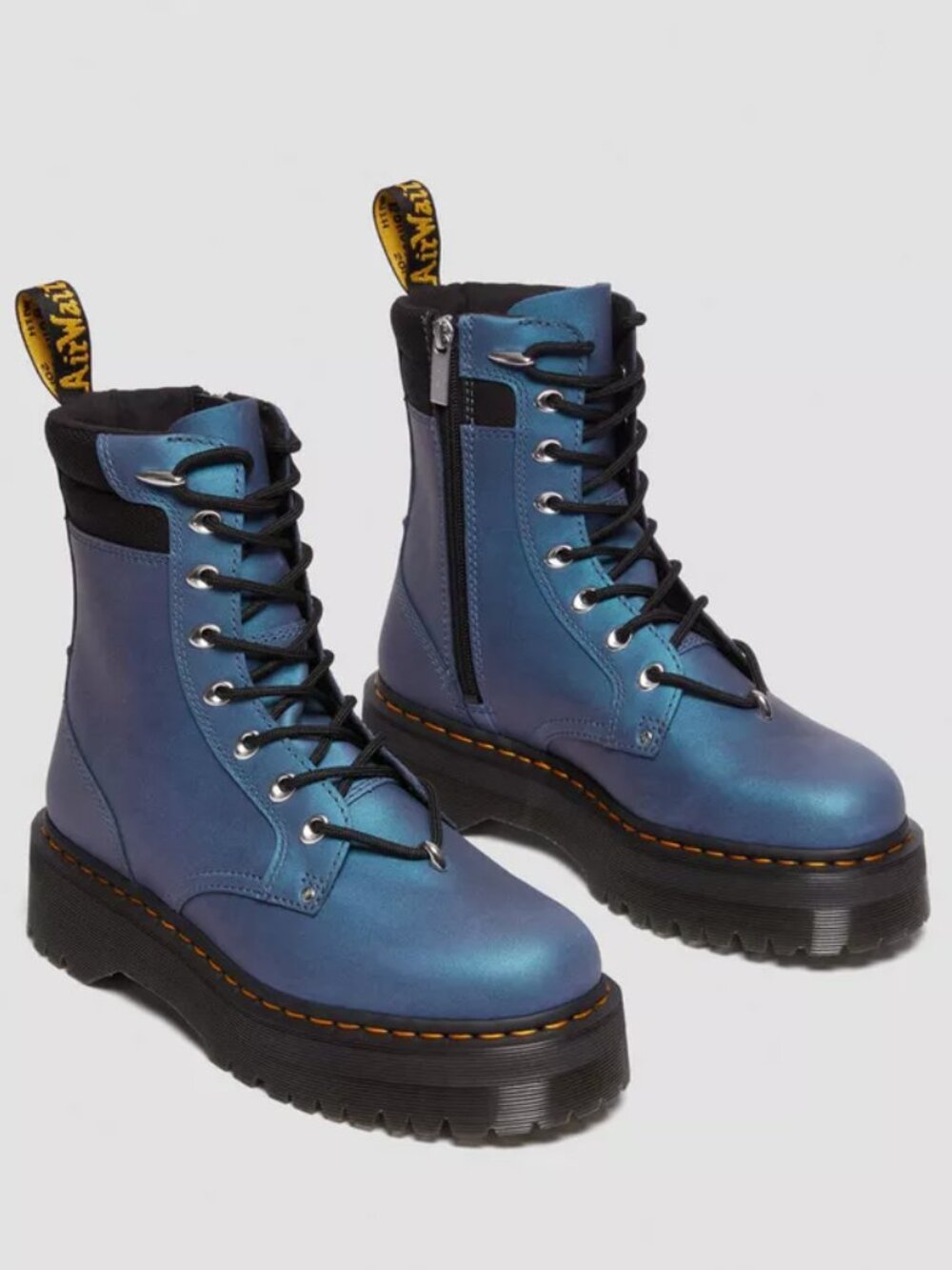 Dr. Marten Jadon II Hardware Leather Platform Boots in Deep Blue. Sz: 5